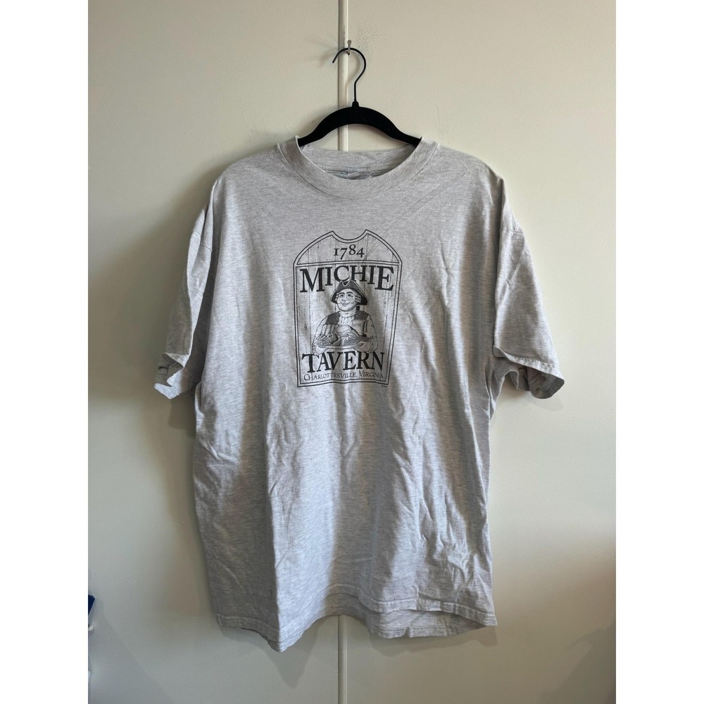VTG Michie Tavern Shirt Mens Large Gray Hanes Beefy-T Virginia Graphic Tee 90s